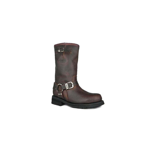 Loblan 501 Brown Waxy Leather Mens Biker Bike Boots Classic Round Toe Hand Made - www.loblanboots.com